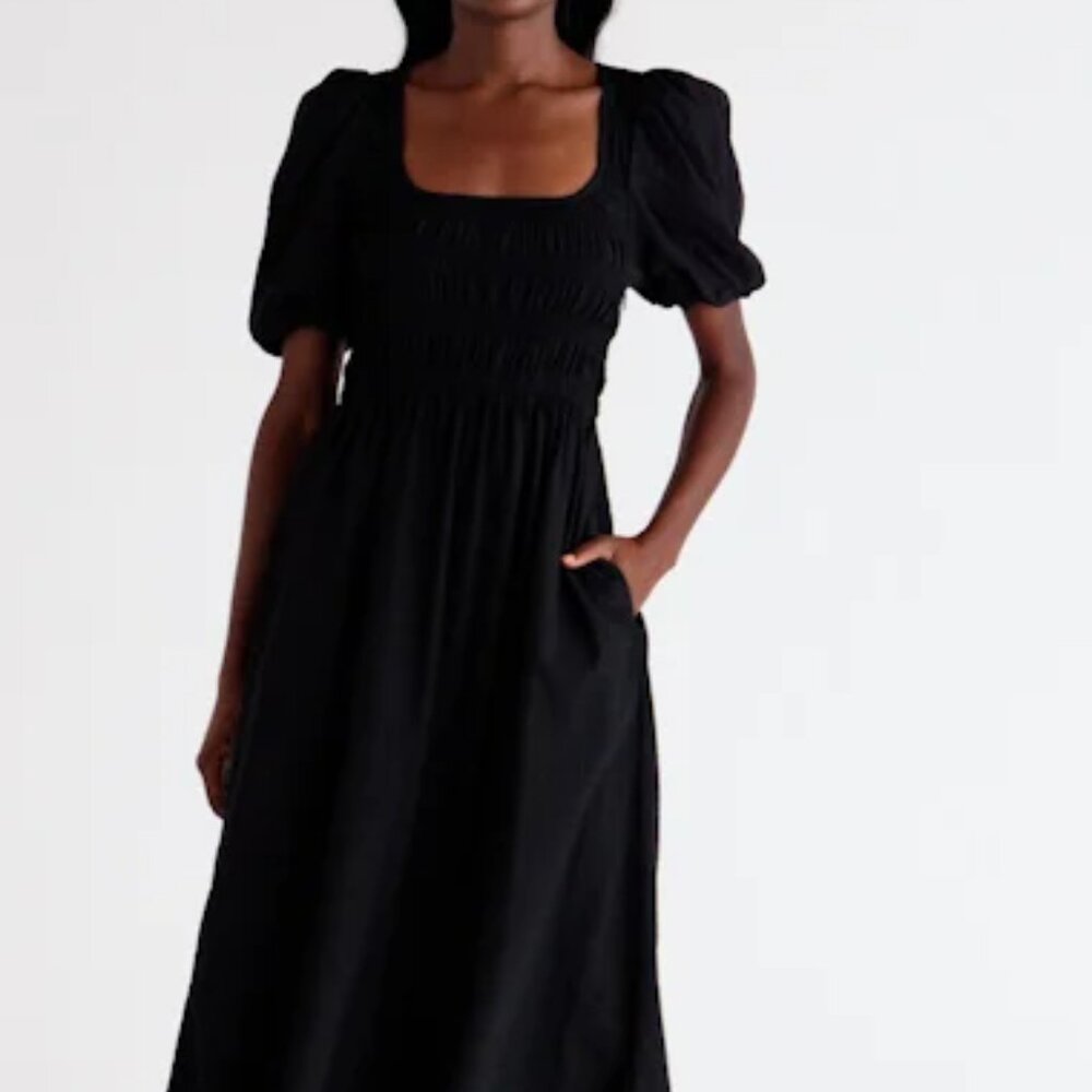 Madewell Lucie Puff Sleeve Black Dress